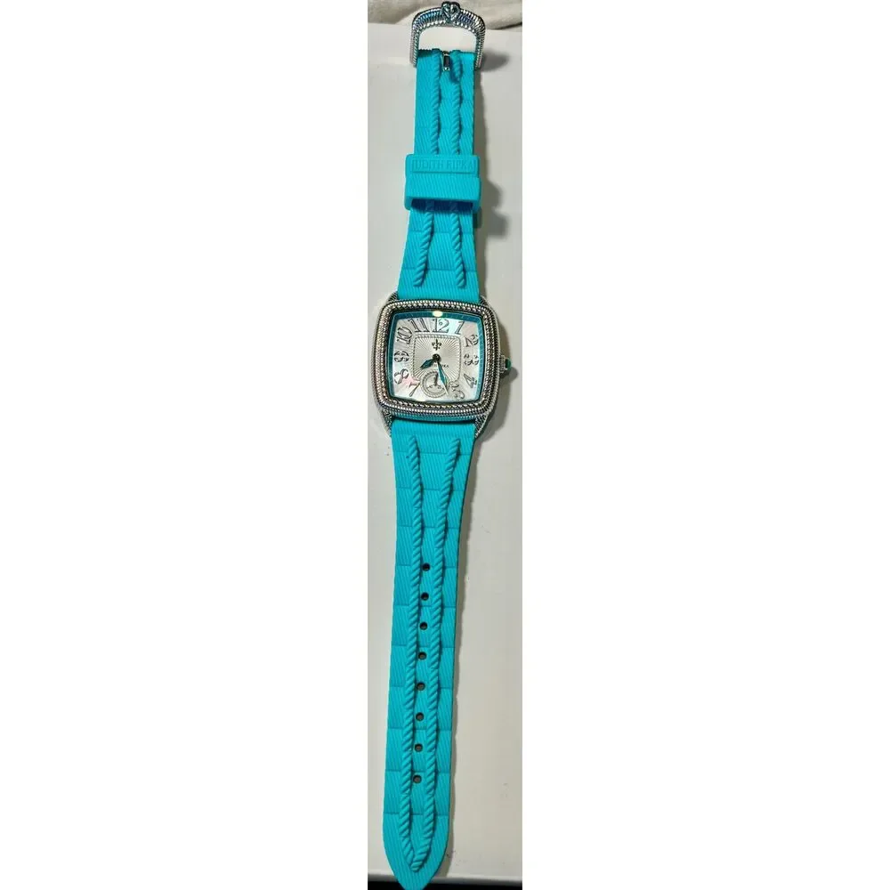 Judith Ripka Turquoise Silicone Watch- New Battery